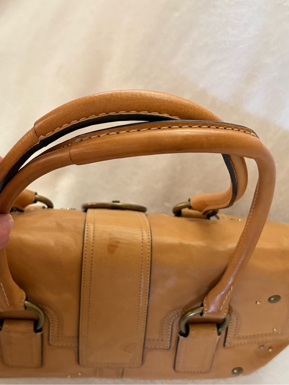 Vintage Coach Soho Flap Satchel Swarovski Crystals Vachetta british tan - Picture 3 of 9